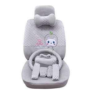 OULILAI Apple cat Car Front Rear Seat Covers Cartoon Plush Universal 19pcs - Gray