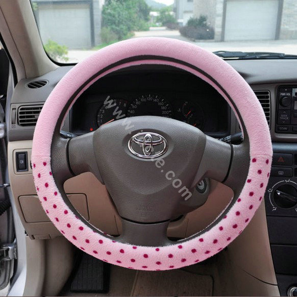 OULILAI Apple cat Car Front Rear Seat Covers Cartoon Plush Universal 19pcs - Pink