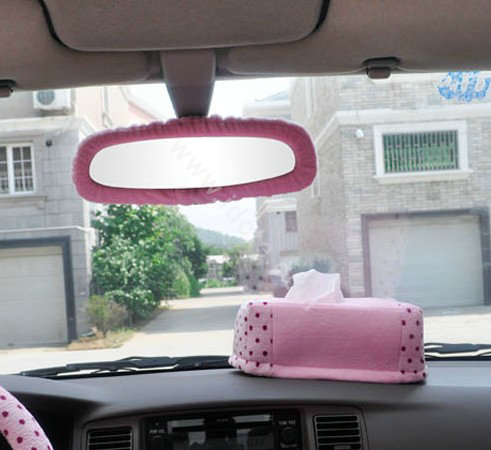 OULILAI Apple cat Car Front Rear Seat Covers Cartoon Plush Universal 19pcs - Pink