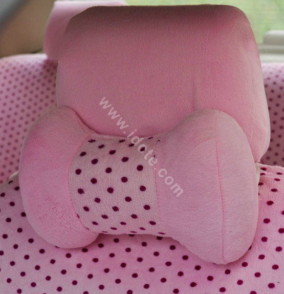 OULILAI Apple cat Car Front Rear Seat Covers Cartoon Plush Universal 19pcs - Pink