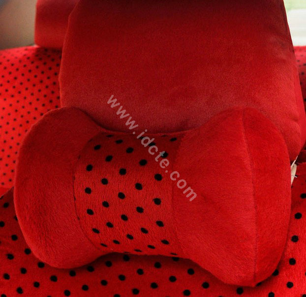 OULILAI Apple cat Car Front Rear Seat Covers Cartoon Plush Universal 19pcs - Red