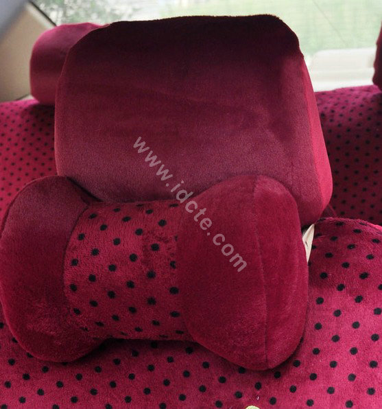 OULILAI Apple cat Car Front Rear Seat Covers Cartoon Plush Universal 19pcs - Rose