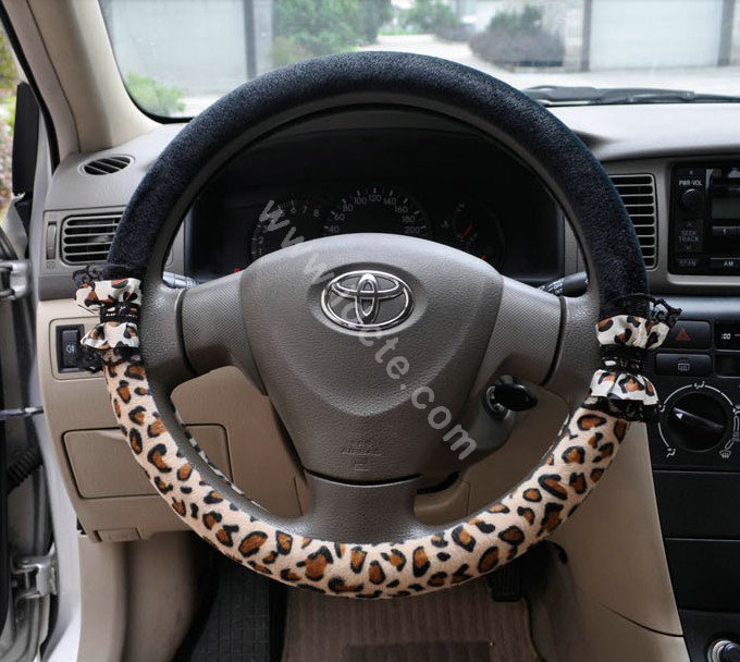 OULILAI Leopard Lace Auto Car Front Rear Seat Cover Cushion 9pcs - Black