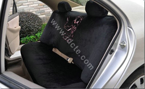 OULILAI Pudding dog Auto Car Front Rear Seat Covers Plush Universal 19pcs - Black