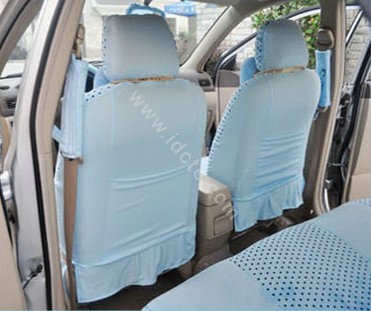 OULILAI Pudding dog Auto Car Front Rear Seat Covers Plush Universal 19pcs - Blue