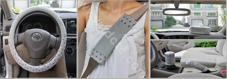 OULILAI Pudding dog Auto Car Front Rear Seat Covers Plush Universal 19pcs - Gray