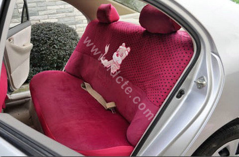 OULILAI Pudding dog Auto Car Front Rear Seat Covers Plush Universal 19pcs - Rose