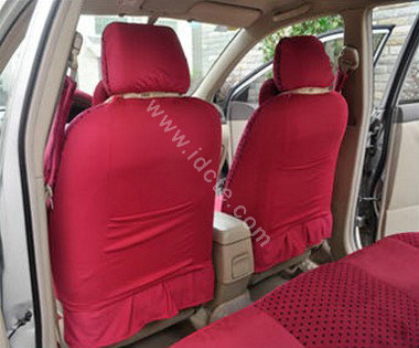 OULILAI Pudding dog Auto Car Front Rear Seat Covers Plush Universal 19pcs - Rose