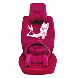 OULILAI Pudding dog Auto Car Front Rear Seat Covers Plush Universal 19pcs - Rose