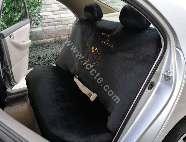 OULILAI Pudding dog Car Front Rear Seat Covers Plush Universal 19pcs - Black