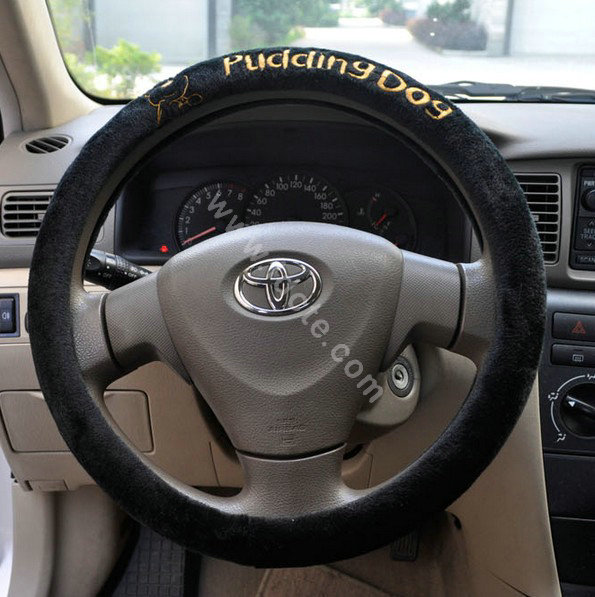 OULILAI Pudding dog Car Front Rear Seat Covers Plush Universal 19pcs - Black