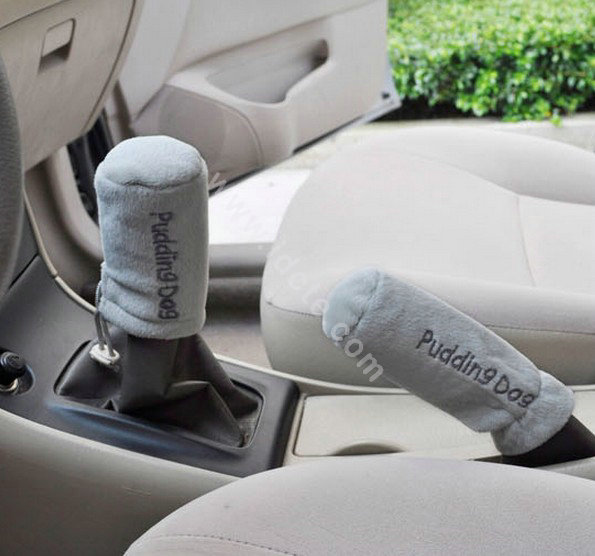 OULILAI Pudding dog Car Front Rear Seat Covers Plush Universal 19pcs - Gray