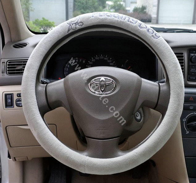 OULILAI Pudding dog Car Front Rear Seat Covers Plush Universal 19pcs - Gray