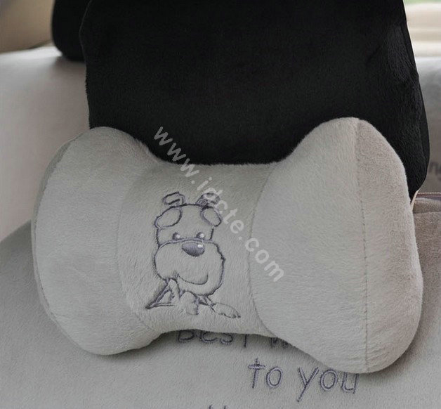 OULILAI Pudding dog Car Front Rear Seat Covers Plush Universal 19pcs - Gray