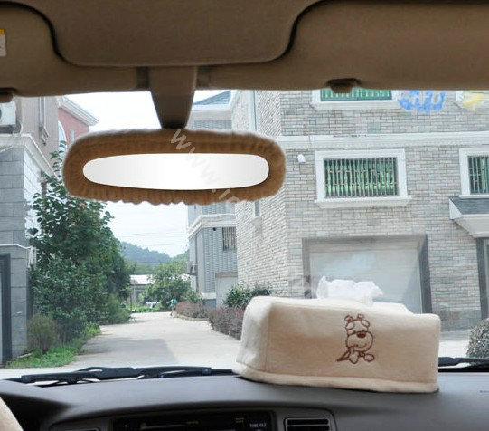 OULILAI Pudding dog Car Front Rear Seat Covers Universal Plush 19pcs - Beige