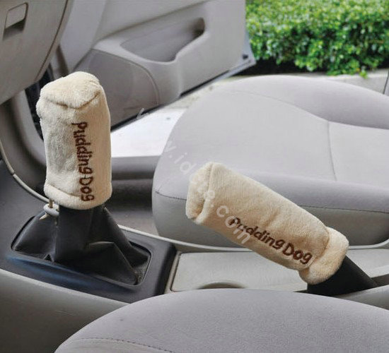 OULILAI Pudding dog Car Front Rear Seat Covers Universal Plush 19pcs - Beige