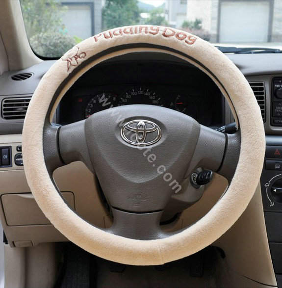 OULILAI Pudding dog Car Front Rear Seat Covers Universal Plush 19pcs - Beige