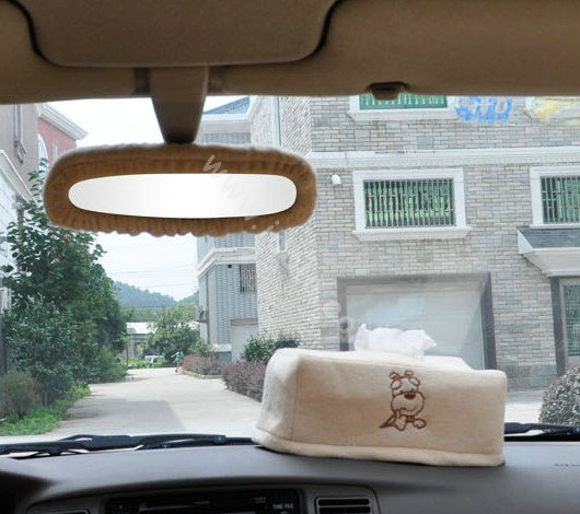 OULILAI Pudding dog Car Front Rear Seat Covers Universal Plush 19pcs - Brown