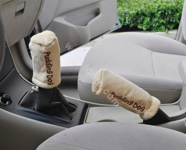 OULILAI Pudding dog Car Front Rear Seat Covers Universal Plush 19pcs - Brown
