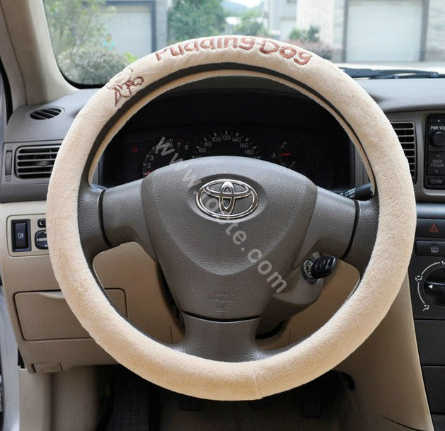 OULILAI Pudding dog Car Front Rear Seat Covers Universal Plush 19pcs - Brown