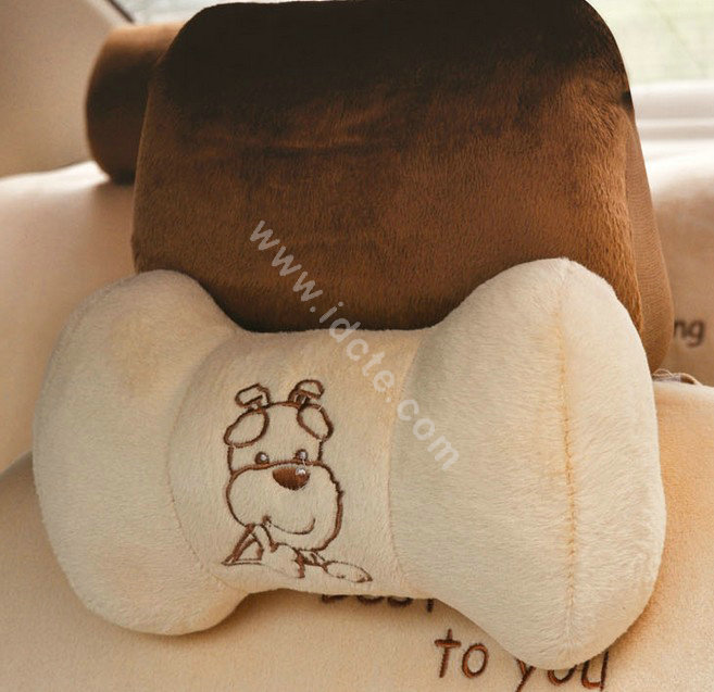 OULILAI Pudding dog Car Front Rear Seat Covers Universal Plush 19pcs - Brown