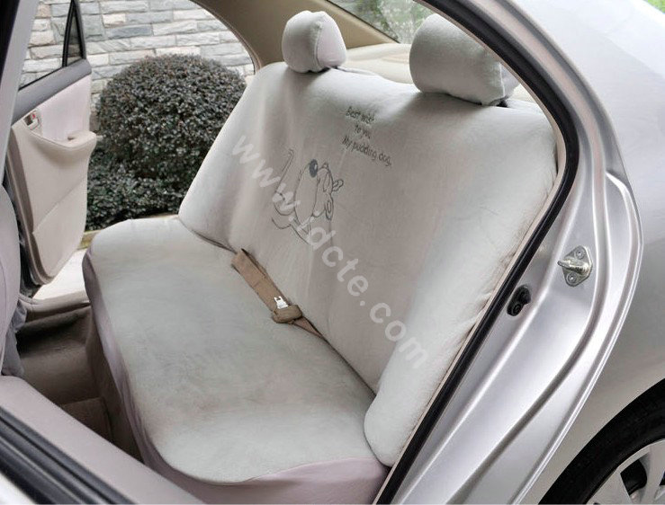 OULILAI Pudding dog Car Front Rear Seat Covers Universal Plush 19pcs - Gray