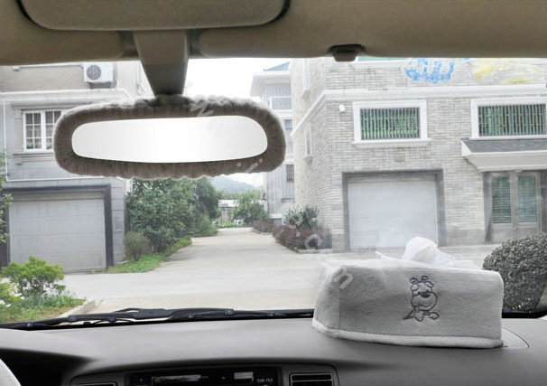 OULILAI Pudding dog Car Front Rear Seat Covers Universal Plush 19pcs - Gray