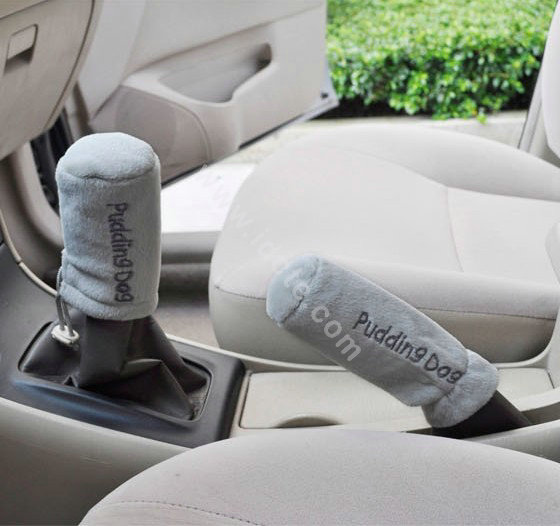 OULILAI Pudding dog Car Front Rear Seat Covers Universal Plush 19pcs - Gray