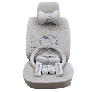 OULILAI Pudding dog Car Front Rear Seat Covers Universal Plush 19pcs - Gray
