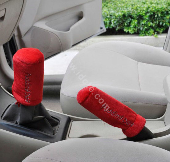 OULILAI Pudding dog Car Front Rear Seat Covers Universal Plush 19pcs - Red