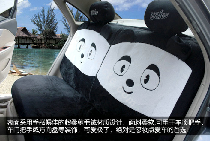 Q Diss Universal Car Front Rear Seat Covers Plush fabrics 13pcs - Black