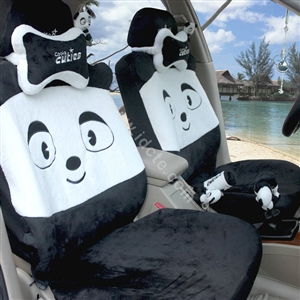 Q Diss Universal Car Front Rear Seat Covers Plush fabrics 13pcs - Black