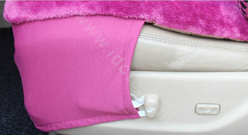 Polka Dot Bow Universal Auto Car Front Rear Seat Cover Cushion Set Plush 8pcs - Rose