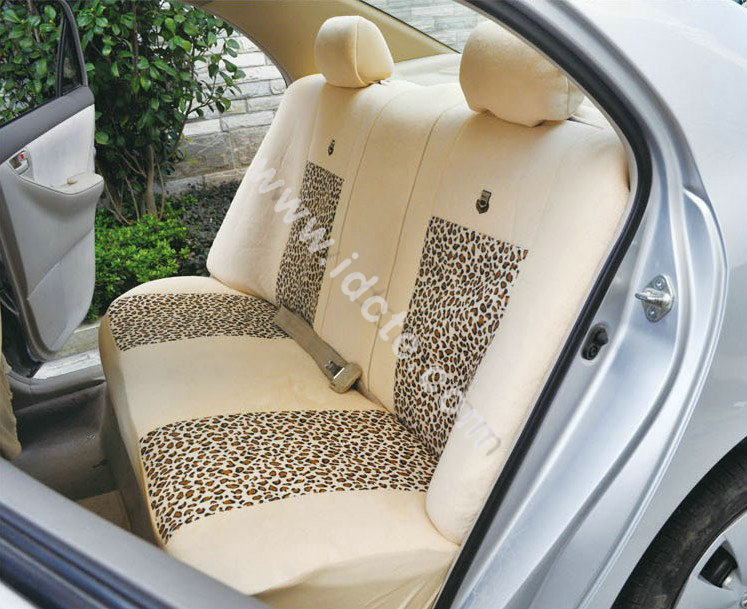 OULILAI Leopard Universal Auto Car Seat Cover Set Short velvet 19pcs - Beige