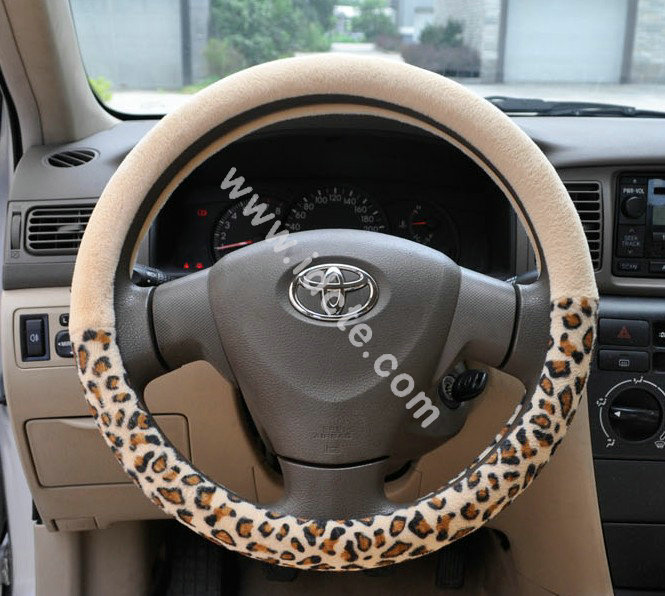 OULILAI Leopard Universal Auto Car Seat Cover Set Short velvet 19pcs - Beige