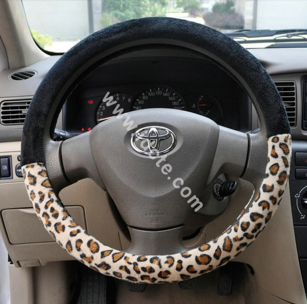 OULILAI Leopard Universal Auto Car Seat Cover Set Short velvet 19pcs - Black