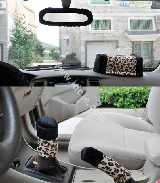 OULILAI Leopard Universal Auto Car Seat Cover Set Short velvet 19pcs - Black