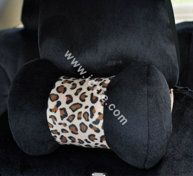 OULILAI Leopard Universal Auto Car Seat Cover Set Short velvet 19pcs - Black