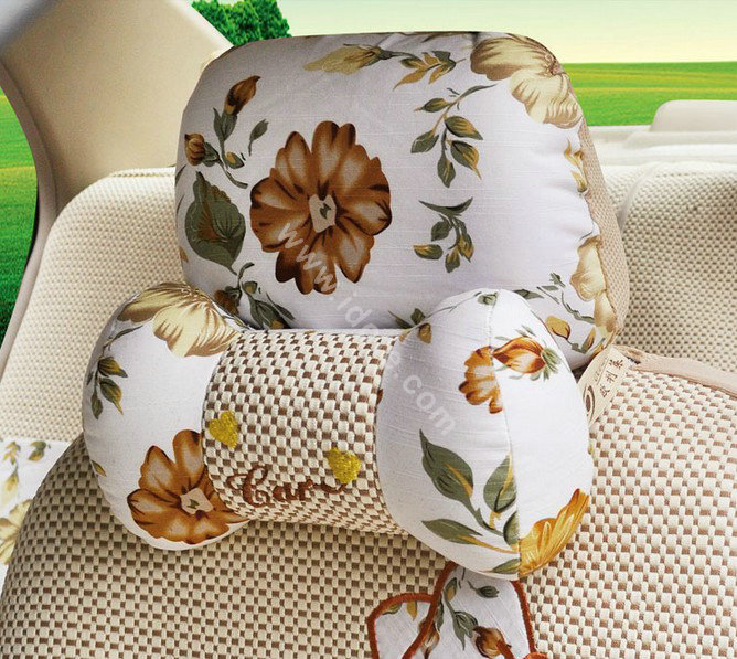 OULILAI Bowknot Universal Auto Car Seat Cover Set 19pcs ice silk - Beige