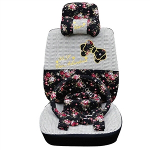 OULILAI Bowknot Universal Auto Car Seat Cover Set 19pcs ice silk - Black