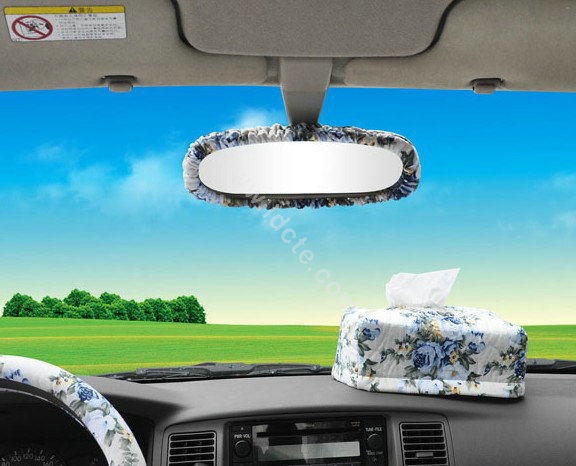 OULILAI Bowknot Universal Auto Car Seat Cover Set 19pcs ice silk - Blue