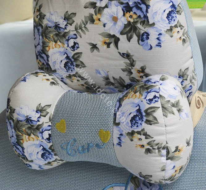 OULILAI Bowknot Universal Auto Car Seat Cover Set 19pcs ice silk - Blue