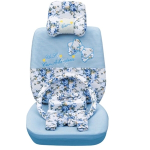 OULILAI Bowknot Universal Auto Car Seat Cover Set 19pcs ice silk - Blue