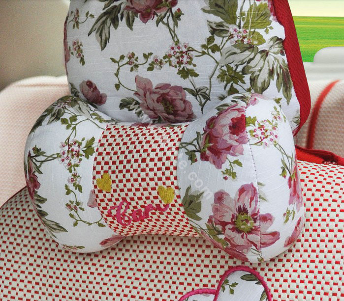 OULILAI Bowknot Universal Auto Car Seat Cover Set 19pcs ice silk - Red