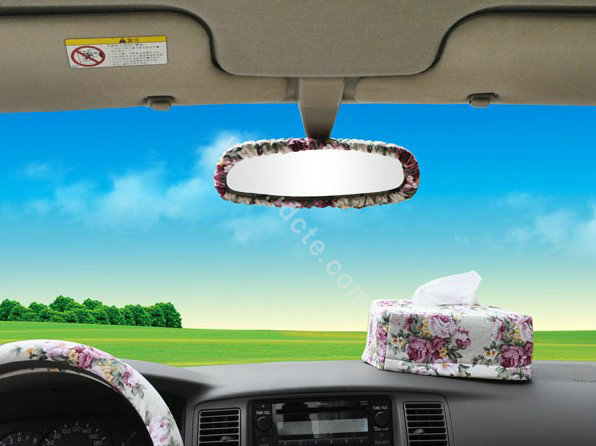 OULILAI Bowknot Universal Auto Car Seat Cover Set 19pcs ice silk - Rose