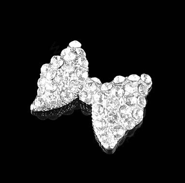 3D Bling Bowknot Alloy Crystal Rhinestone DIY Phone Case Cover Deco Kit - White