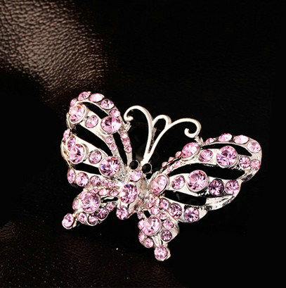 Bling 3D Butterfly Alloy Crystal Rhinestone DIY Phone Case Cover Deco Kit - Pink