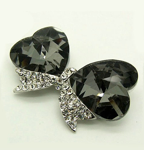 Bling Bowknot Alloy Crystal Rhinestone DIY Phone Case Cover Deco Den Kit - Black