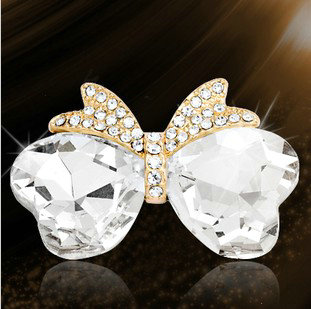 Bling Bowknot Alloy Crystal Rhinestone DIY Phone Case Cover Deco Kit - White+Gold