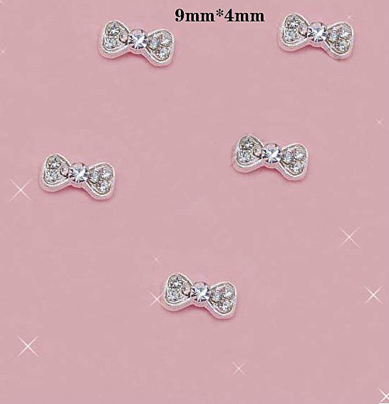 Bling Bowknot Alloy Rhinestone Crystal DIY Phone Cover Case Deco Kit - White HX02